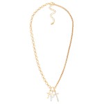 Wholesale half Box Chain Half Circle Link Necklace Pearl Metal Cross Pendants L
