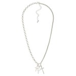 Wholesale half Box Chain Half Circle Link Necklace Pearl Metal Cross Pendants L