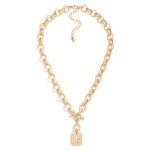 Wholesale circle Link Chain Link Necklace Hammered Metal Square Cross Pendant To