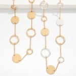 Wholesale long Chain Link Necklace Hammered Metal Medallion Hoop Stations L Exte