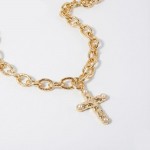 Wholesale chain Link Necklace Metal Cross Pendant Pearl Detail L Extender L