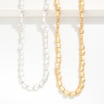 Wholesale long Hammered Metal Nugget Beaded Necklace L Extender L