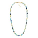 Wholesale acetate Stone Beaded Necklace Gold Nugget Details L Extender L