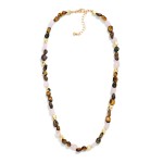Wholesale acetate Stone Beaded Necklace Gold Nugget Details L Extender L