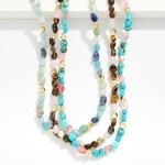 Wholesale acetate Stone Beaded Necklace Gold Nugget Details L Extender L