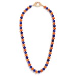 Wholesale game Day Faceted Bead Beaded Necklace Metal Oval Clasp Pendant L
