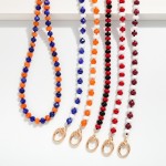 Wholesale game Day Faceted Bead Beaded Necklace Metal Oval Clasp Pendant L