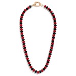 Wholesale game Day Faceted Bead Beaded Necklace Metal Oval Clasp Pendant L