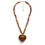 Wholesale stone Beaded Necklace Acrylic Heart Pendant L Extender L