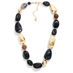 Wholesale chunky Beaded Necklace Faceted Metal Tones Marbled Acetate Beads L Ext