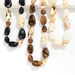 Wholesale chunky Beaded Necklace Faceted Metal Tones Marbled Acetate Beads L Ext