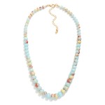 Wholesale graduated Stone Bead Beaded Necklace L Extender L