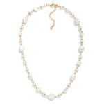 Wholesale baroque Pearl Flat Pearl Beaded Necklace Crystal Stations L