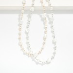 Wholesale baroque Pearl Flat Pearl Beaded Necklace Crystal Stations L