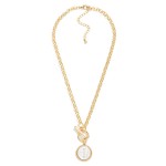Wholesale circle Link Chain Link Necklace Two Cross Medallion Toggle Clasp L