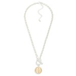 Wholesale circle Link Chain Link Necklace Two Cross Medallion Toggle Clasp L