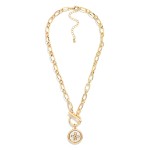 Wholesale chain Link Necklace Two Plus Cross Medallion Toggle Clasp L