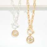 Wholesale chain Link Necklace Two Plus Cross Medallion Toggle Clasp L