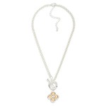 Wholesale flat Chain Link Necklace Two Clover Medallion Toggle Clasp L
