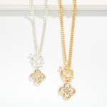 Wholesale flat Chain Link Necklace Two Clover Medallion Toggle Clasp L