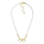 Wholesale pearl Beaded Necklace Metal Horsebit Stationary Pendant Gold Dipped L