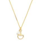 Wholesale chain Link Necklace Metal Told Horsebit Pearl Pendant Gold Dipped L Ex