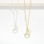Wholesale chain Link Necklace Metal Told Horsebit Pearl Pendant Gold Dipped L Ex