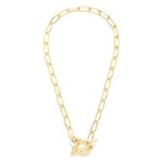 Wholesale paperclip Chain Link Necklace Anchor Shackle Lock Pendant Gold Dipped