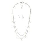 Wholesale layered Chain Link Necklace Pearl Charms Metal Ball Stud Earrings Incl