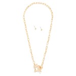 Wholesale chain Link Necklace Horsebit Toggle Clasp Metal Ball Studs Included L