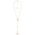 Wholesale chain Link Y Necklace Horsebit Details Metal Ball Stud Earrings L