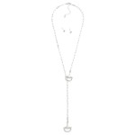 Wholesale chain Link Y Necklace Horsebit Details Metal Ball Stud Earrings L