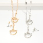 Wholesale chain Link Y Necklace Horsebit Details Metal Ball Stud Earrings L