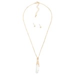 Wholesale chain Link Necklace Pearl Teardrop Pendant Metal Ball Stud Earrings In