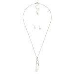 Wholesale chain Link Necklace Pearl Teardrop Pendant Metal Ball Stud Earrings In