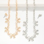 Wholesale chain Link Necklace Metal Bow Stations Metal Ball Studs Included L Ext