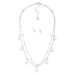Wholesale layered Chain Link Necklace Flat Pearl Stations Metal Ball Stud Earrin