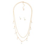 Wholesale layered Chain Link Necklace Pearl Heart Charms Metal Ball Studs Includ