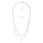 Wholesale layered Chain Link Necklace Pearl Heart Charms Metal Ball Studs Includ