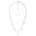 Wholesale layered Chain Link Necklace Pearl Clover Charms Metal Ball Stud Earrin
