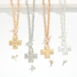 Wholesale chain Link Necklace Hammered Metal Plus Cross toggle Clasp Pendant Inc