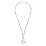 Wholesale chain Link Necklace Hammered Metal Plus Cross toggle Clasp Pendant Inc