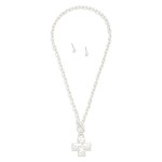Wholesale chain Link Necklace Hammered Metal Plus Cross toggle Clasp Pendant Inc