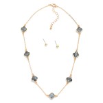 Wholesale chain Link Necklace Pearlescent Clover Stations Metal Ball Stud Earrin
