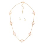 Wholesale chain Link Necklace Pearlescent Clover Stations Metal Ball Stud Earrin