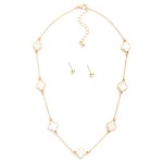Wholesale chain Link Necklace Pearlescent Clover Stations Metal Ball Stud Earrin