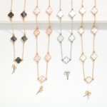 Wholesale chain Link Necklace Pearlescent Clover Stations Metal Ball Stud Earrin