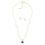 Wholesale snake Chain Necklace Pearlescent Clover Detail Metal Ball Stud Earring