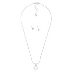 Wholesale snake Chain Necklace Pearlescent Clover Detail Metal Ball Stud Earring