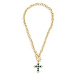 Wholesale twisted Link Chain Link Necklace Metal Baroque Cross Acetate Stone Pen